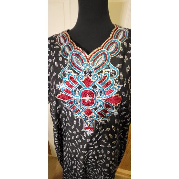 Sweet Miss floor length boho style dress.  Size L, Embroidery - Picture 1 of 11